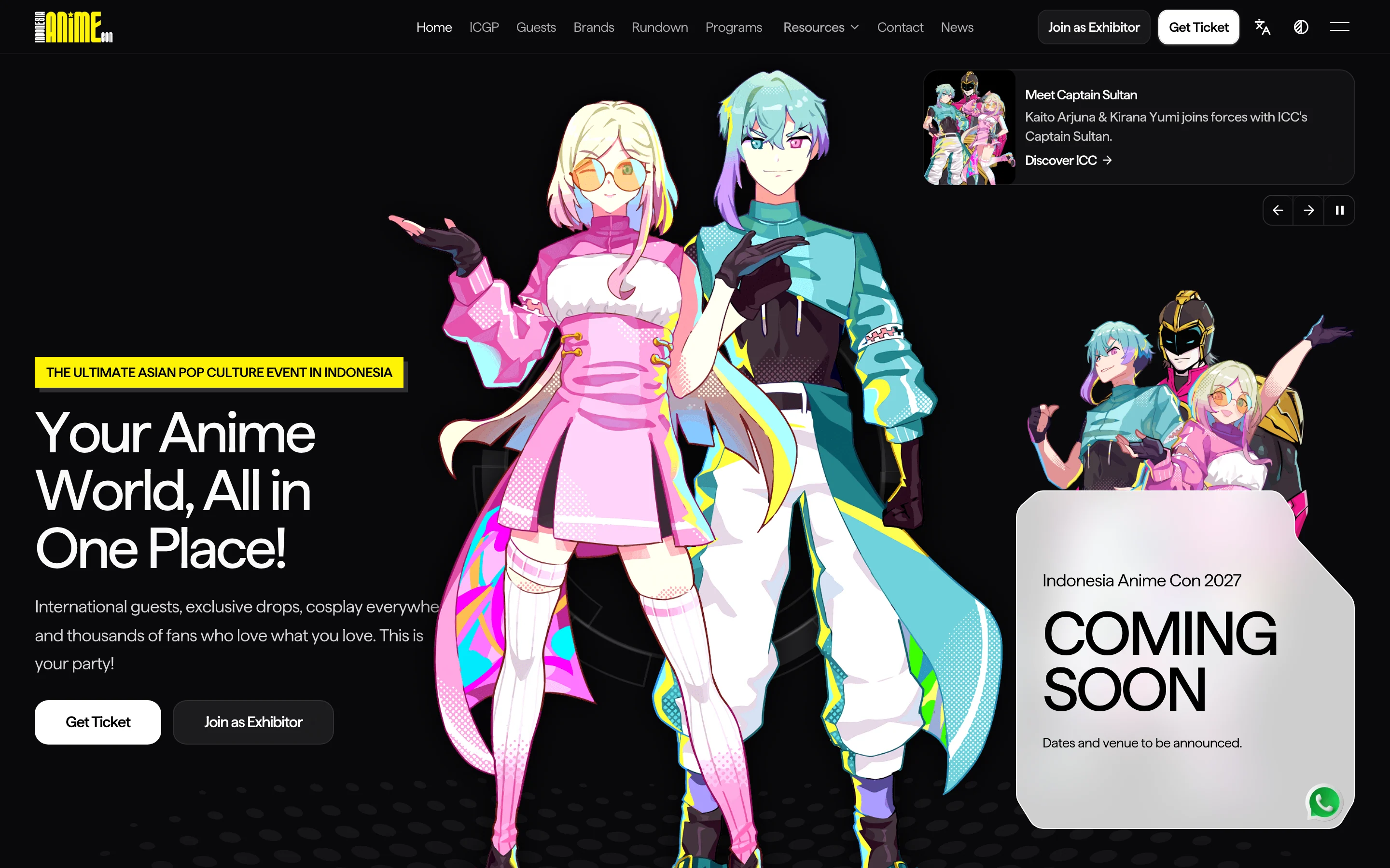 Indonesia Anime Con on a desktop browser